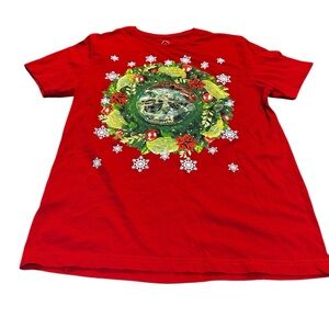 Mens‎ Hologram Cat Snowflakes Christmas Wreath Holiday T-Shirt size large